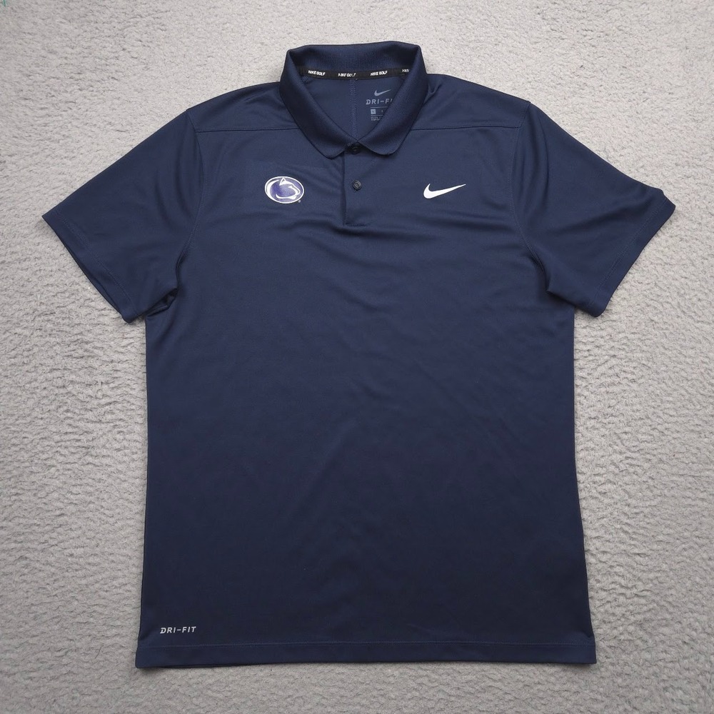 Penn State Nittany Lions Polo Shirt Mens Large Blue Nike Dri-Fit Golf NCAA